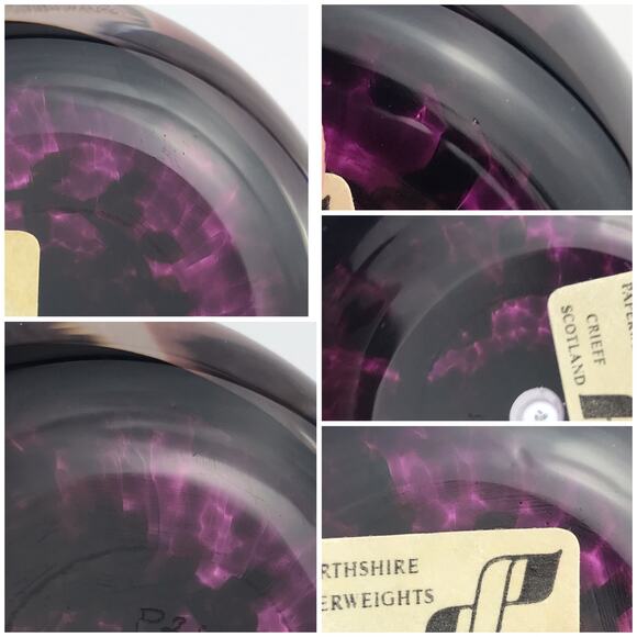 Perthshire 1999C Amber Flower Lampwork Garland Amethyst-Red Ground Paperweight - Picture 10 of 14